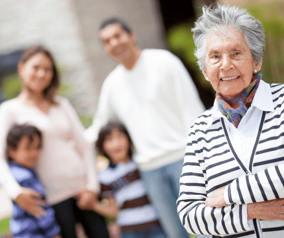 grandmother with her family